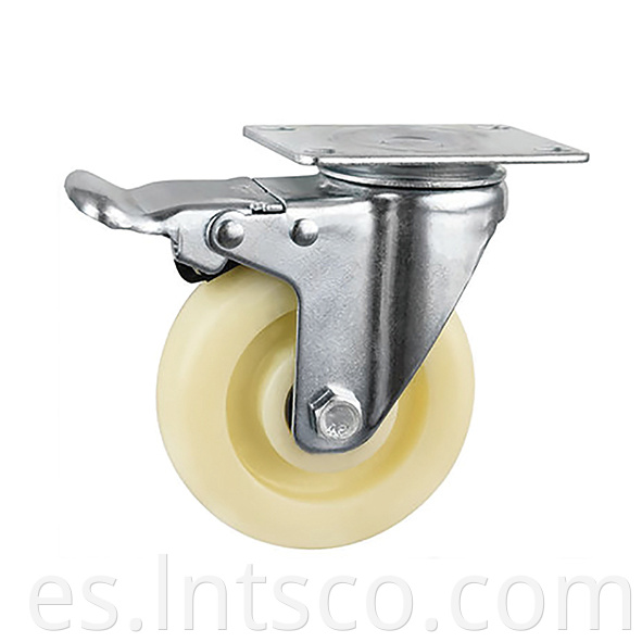 Medium Duty White Nylon Brake Casters